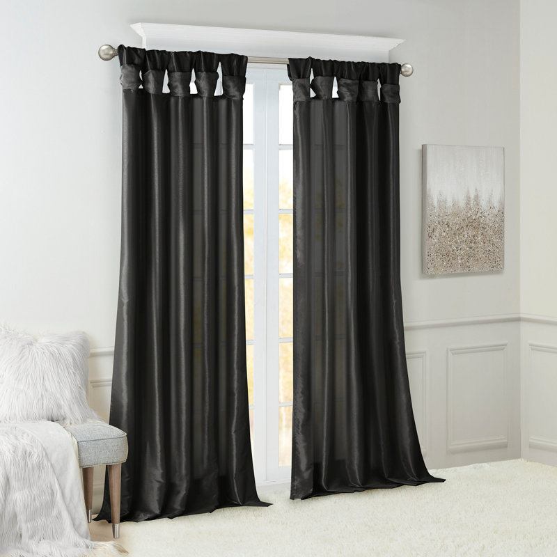 Panneau de rideau de fenêtre Twist, L 50,05 po x L 108,05 po, Noir