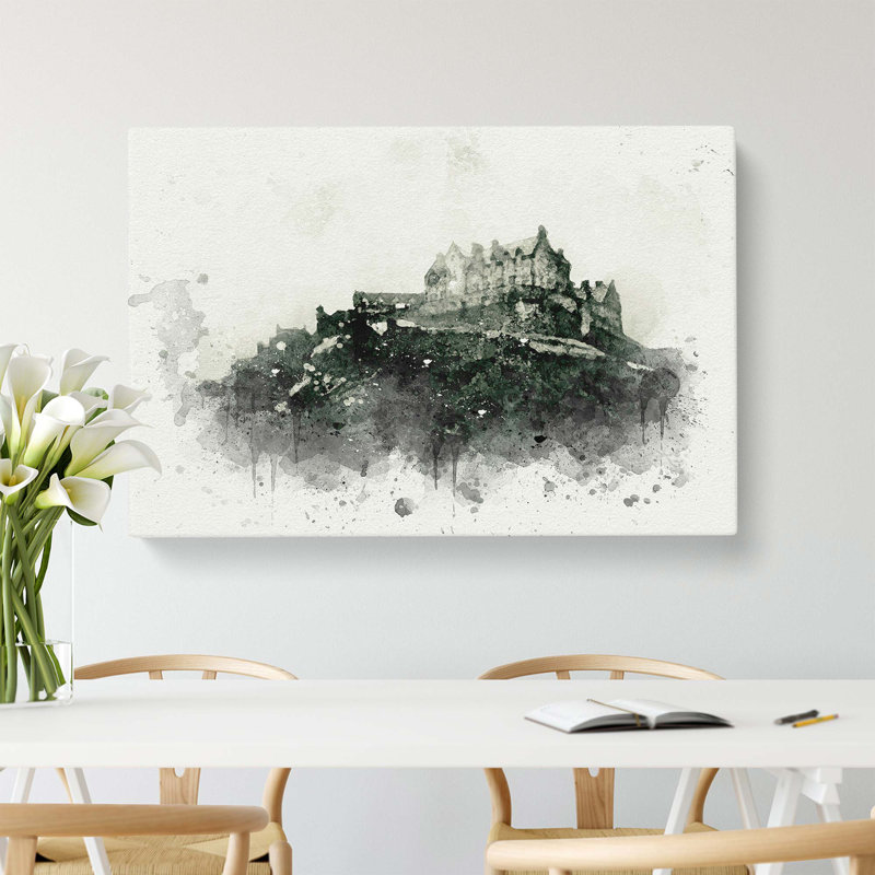 Edinburgh Castle In Scotland In Abstract - Wrapped Canvas Painting, 61 cm H x 91.4 cm W
