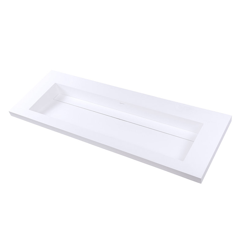 Kubista 60'' L Bathroom Sink, Gloss White, No Hole