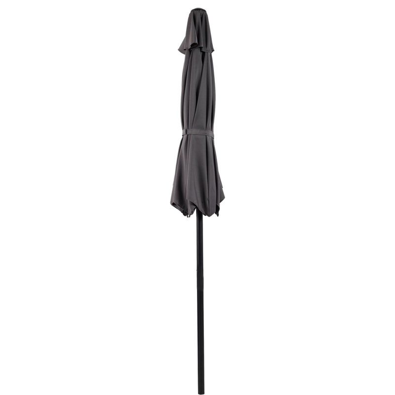 Parasol de marché de 7,5 pi avec bouton-poussoir, relevage à manivelle et évent pour terrasse de jardin, Gray