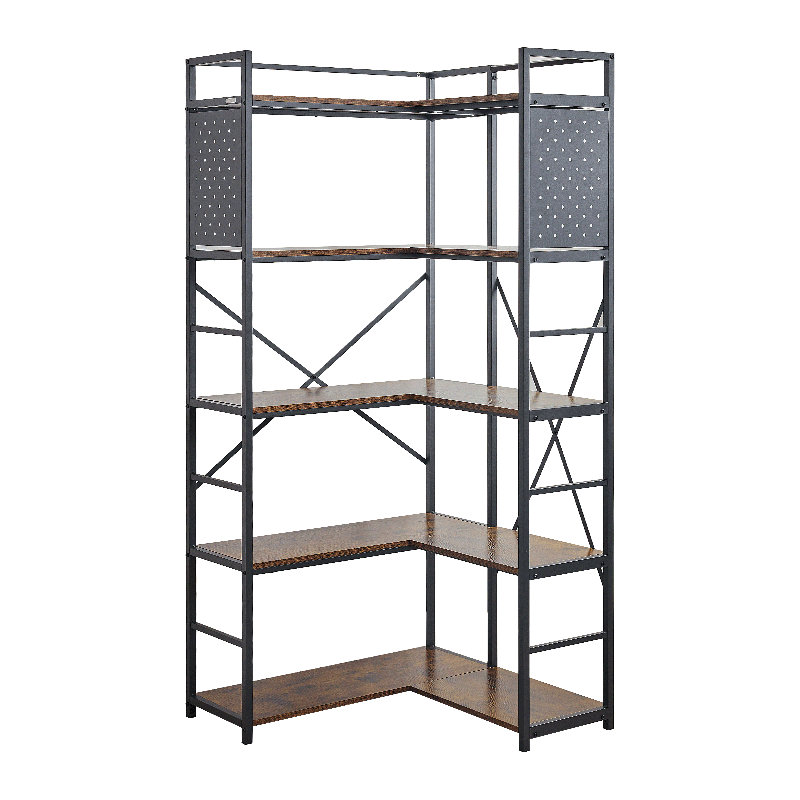 Bibliothèque industrielle 17 étages à 5 niveaux avec bibliothèque en bois et métal