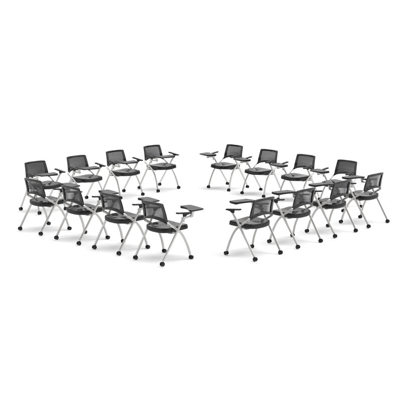 Novelty 16 Person Flip Top 22'' L Modular Training Table and Chair Set with Casters