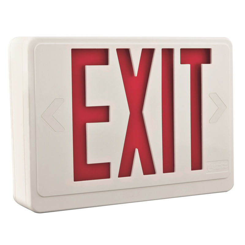 White LED Exit and Emergency Light Combo with Red Letters