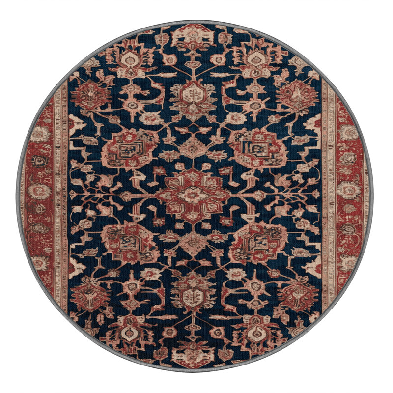 Tapis brun lavable à la machine, Rond 8 pi