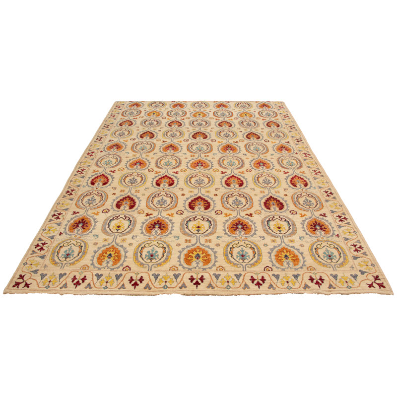 Zhu One-of-a-Kind 10'1" X 14'5" 2010s Wool Area Rug in Ivory