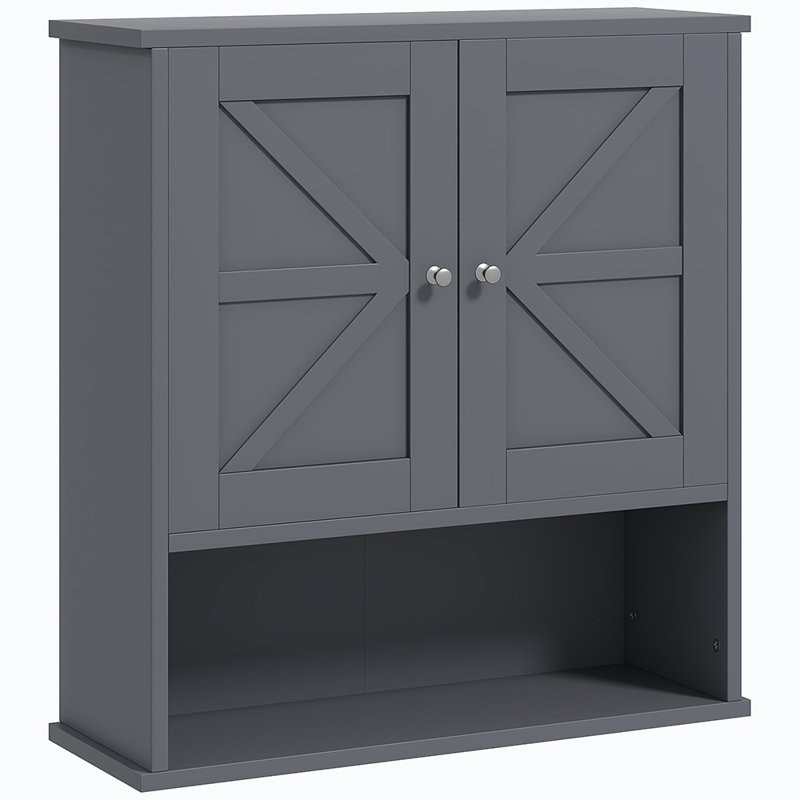 Armoire à pharmacie murale avec tablette ouverte, Gris