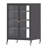 35.8" High Media Storage Cabinet With Wheels, AV Stereo TV Stand With 4 Adjustable Glass Shelves & Door, Heavy-Duty Steel Frame For Living Room, Easy Assembly