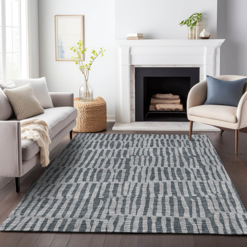 Tapis gris anthracite Premium lavable à la machine Addington, Rectangulaire 8 pi x 10 pi