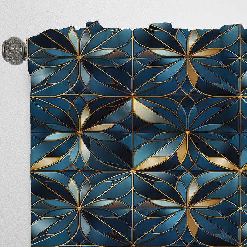 Blue Quantum Mosaic Vision Geometric - Rideau obscurcissant géométrique abstrait - 1 panneau, L 52 po x L 108 po