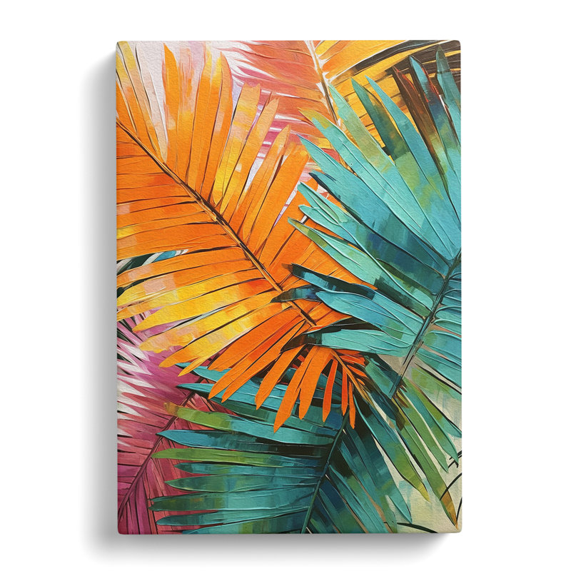 Palm Leaf Expressionism - Wrapped Canvas, 60cm H x 40cm W x 3cm D