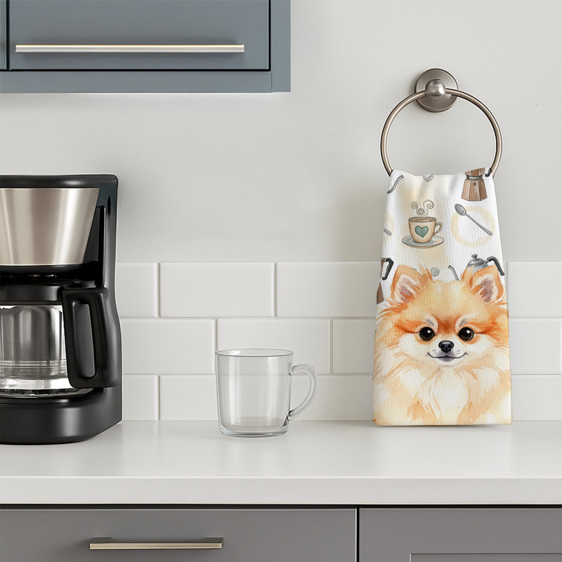 Pomeranian Coffee Bar Kitchen Towel, Pomeranian