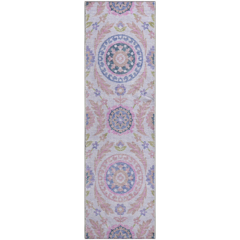 Premium Machine Washable Prisco Blush Rug, Runner 2'3" x 7'6"