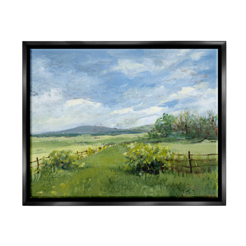 Winston Porter Countryside Landscape Painting Framed Floater Canvas Wall Art Design By Lanie Loreth, Cadre flottant noir