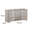 Buffet console Diaz, 3 portes, motif soleil levant, gris clair