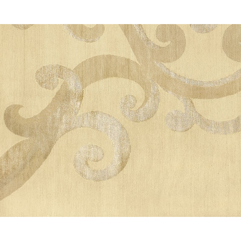 Assumed Damask Area Rug in Beige/White, Rectangle 6' x 9'