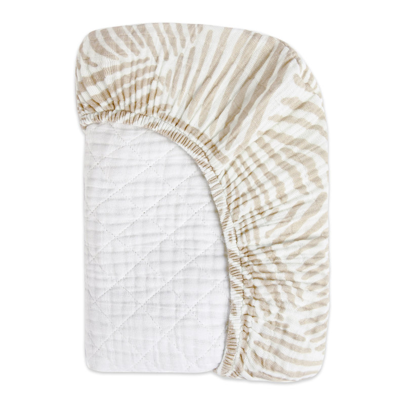 Oat Stripe Quilted Muslin Cotton Changing Pad Cover