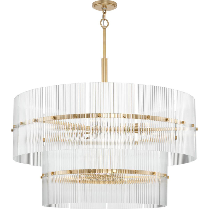 Lustre contemporain à neuf lumières, Or doux