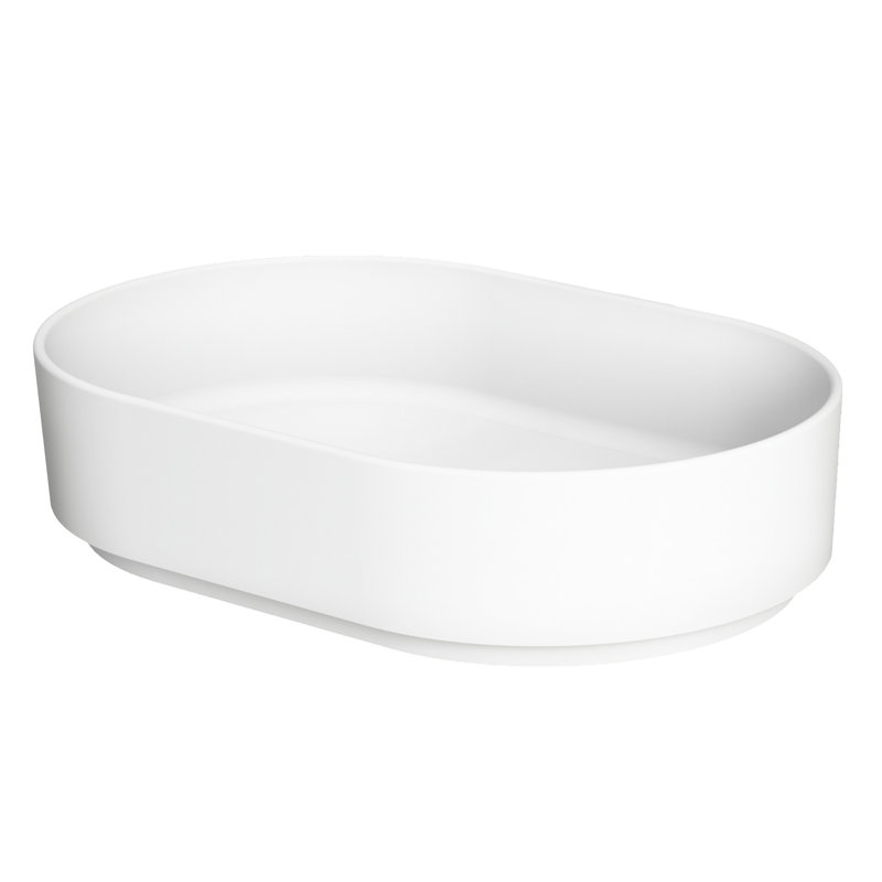 Lavabo à surface solide - blanc mat. Style contemporain, facile à nettoyer. 16,67 lb Poids. Style piédestal sans égouttoir et blanc, contemporain. Vers le bassin.