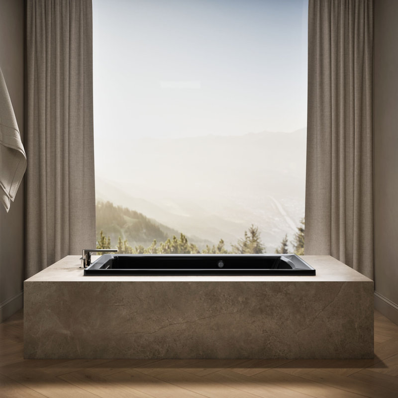 Archer 60" x 32" Soaking Bathtub, Black Black