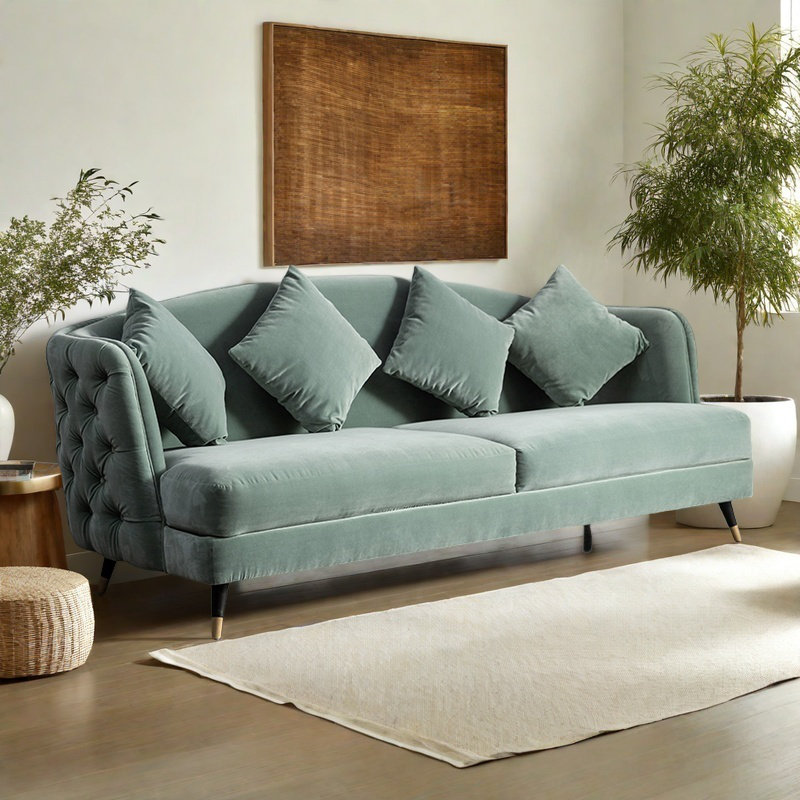 Axis Living Modern Living Room Pull Button Fabric Sofa - Wayfair Canada