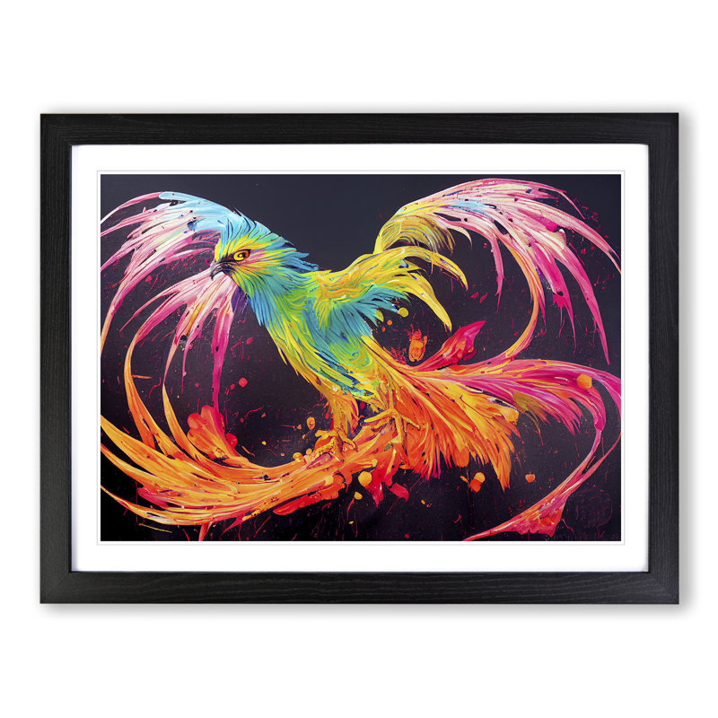 XH1022-6912X Phoenix Bird Splash Vol.2 1 Piece Single Picture Frame Wall Art, 34cm H x 46cm W x 2cm D, Black Framed