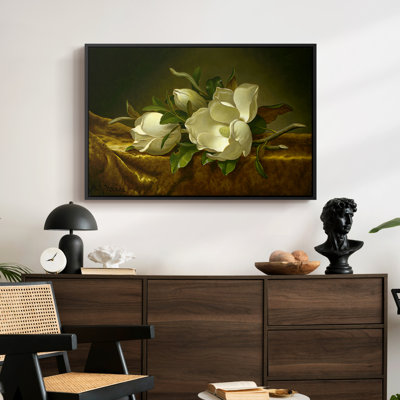 Magnolias on Gold Velvet Cloth, c. 1888-1890-Martin Johnson Heade-Framed Gallery Wrapped Canvas