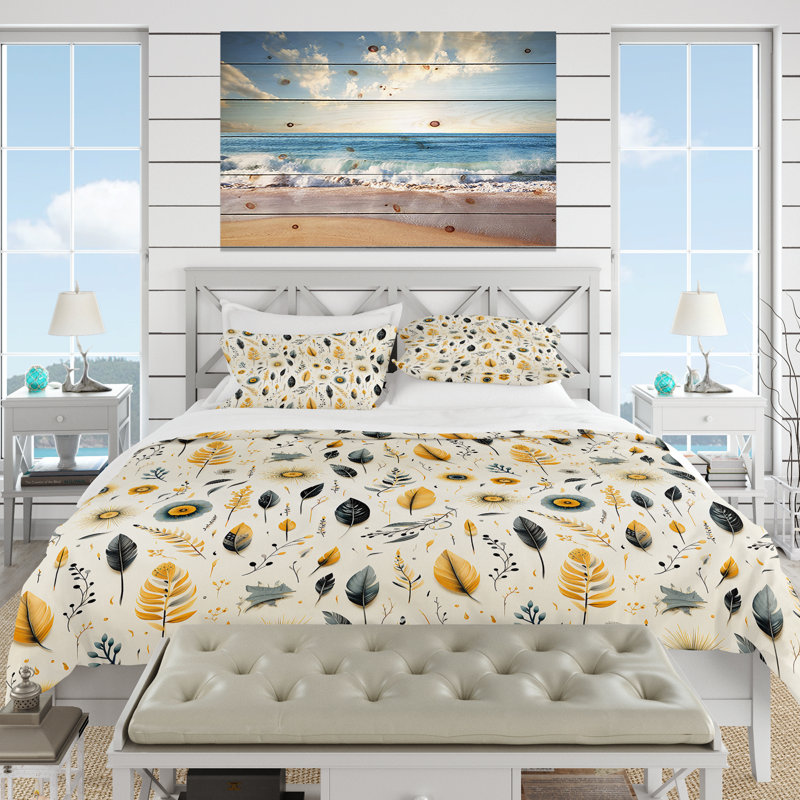 Nomadic Serenity Boho Pattern I Floral Duvet Cover, King Duvet Cover + 2 King Shams