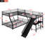 Lit superposé simple au-dessus de L en forme de L avec lit mezzanine simple, bureau intégré et glissade pour économiser de l'espace et du plaisir