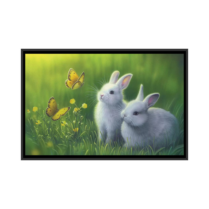 « buttercups », impression sur toile, H 18 po x l 26 po x P 1,5 po, Toile avec cadre noir, Pas de tapis