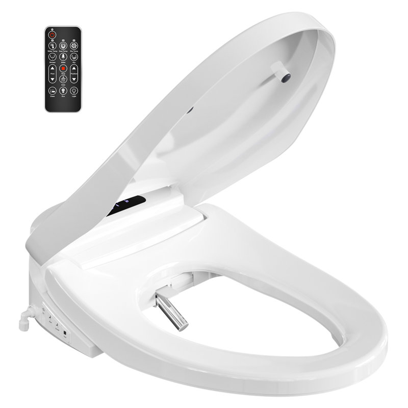 Electric Toilet Seat With Remote Control, Heated Toilet Seat, Warm Air Dryer, Soft Closed Lid, Night Light, Led Display, Self-clean, Stainless Steel Nozzle, Adjustable Water Pressure
