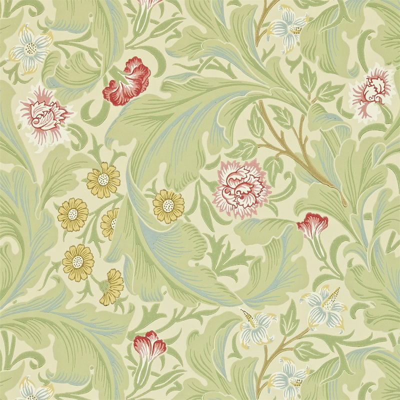 Leicester Wallpaper, Green/Coral