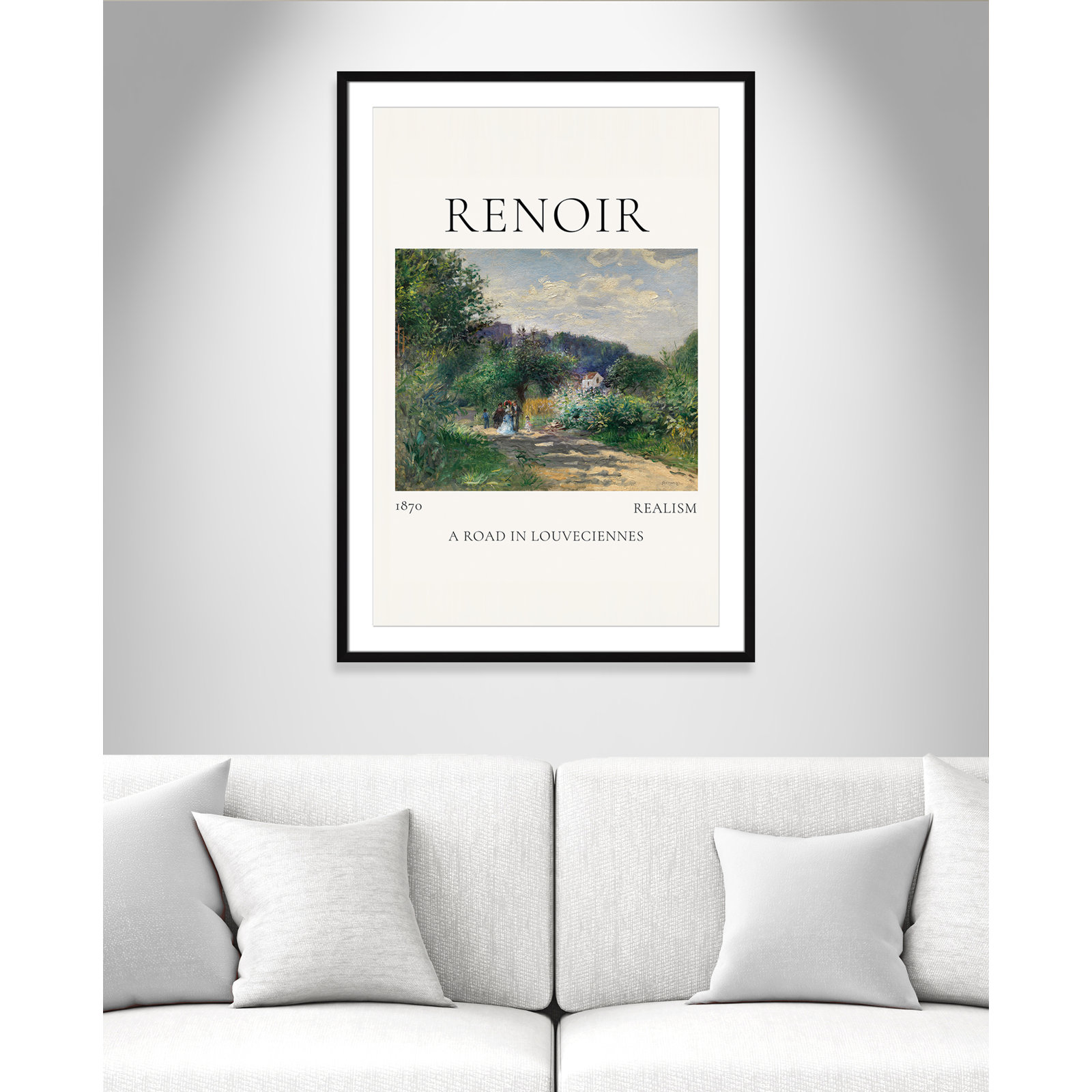 Rocchetto "A Road in Louveciennes" Print, Black Single Picture Frame, Yes, 41.5" H x 29.5" W x 1.25" D