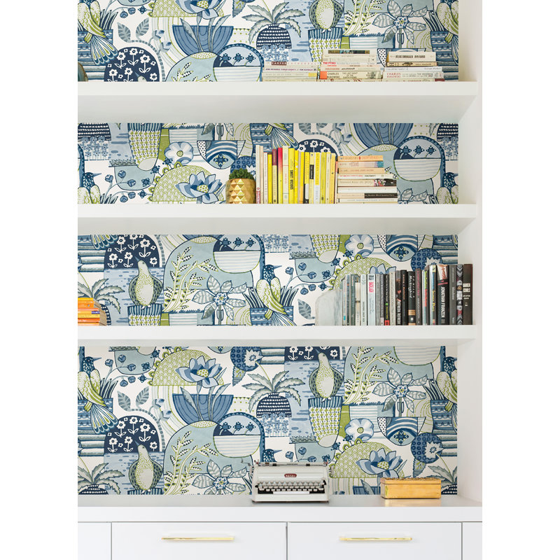 Papier peint adhésif multicolore Avriel, Bleu