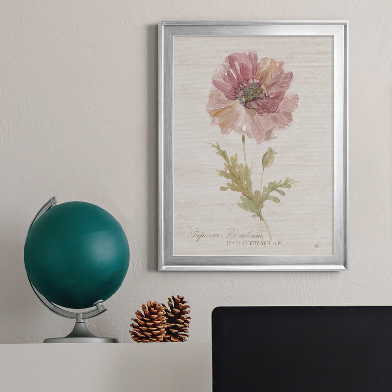 Soft Poppy - peinture sur toile encadrée, Argent, H 18,5 po x l 24,5 po x P 1,5 po