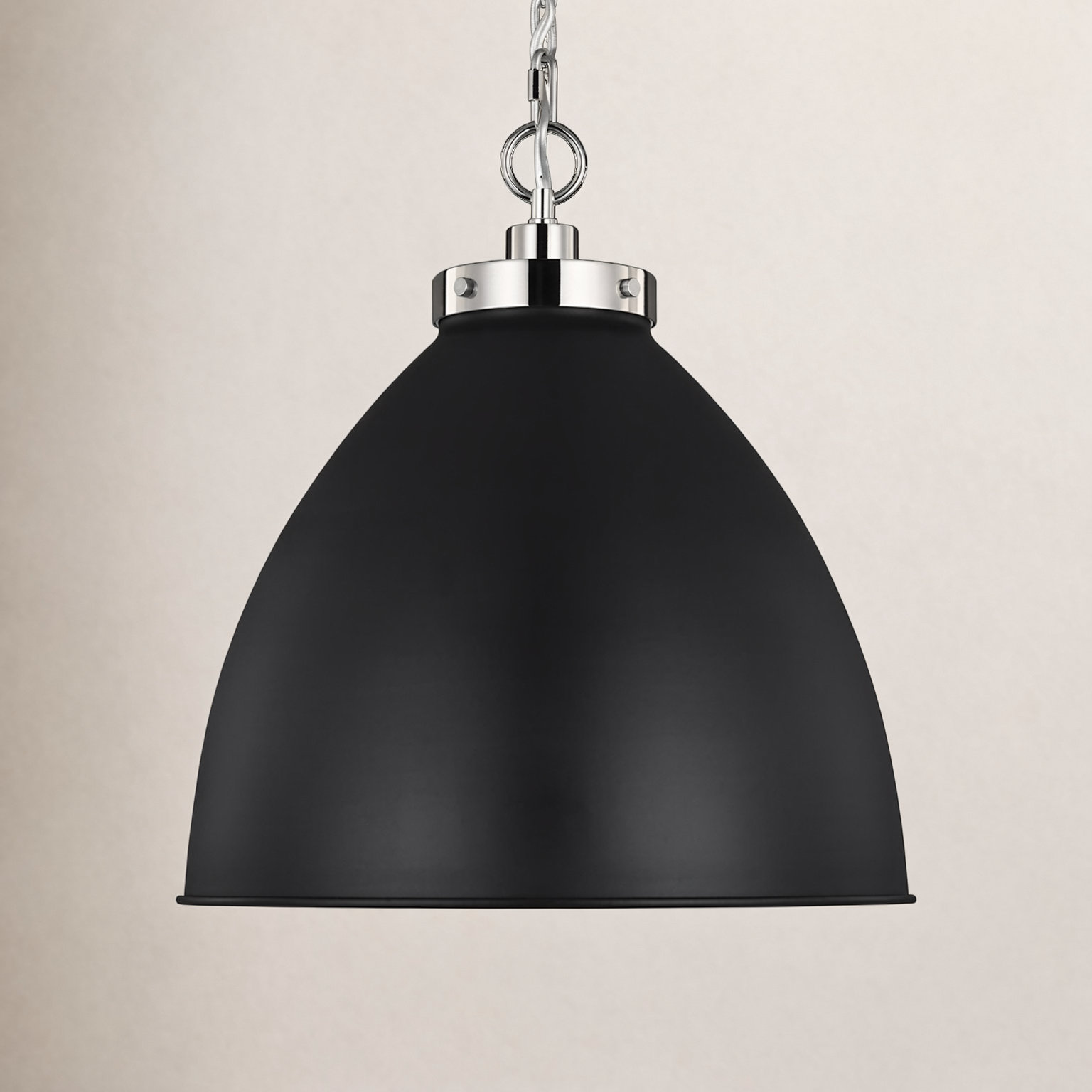 Pallini Single Light Pendant, 19.5" H x 17.5" W x 17.5" D, Midnight Black, Polished Nickel