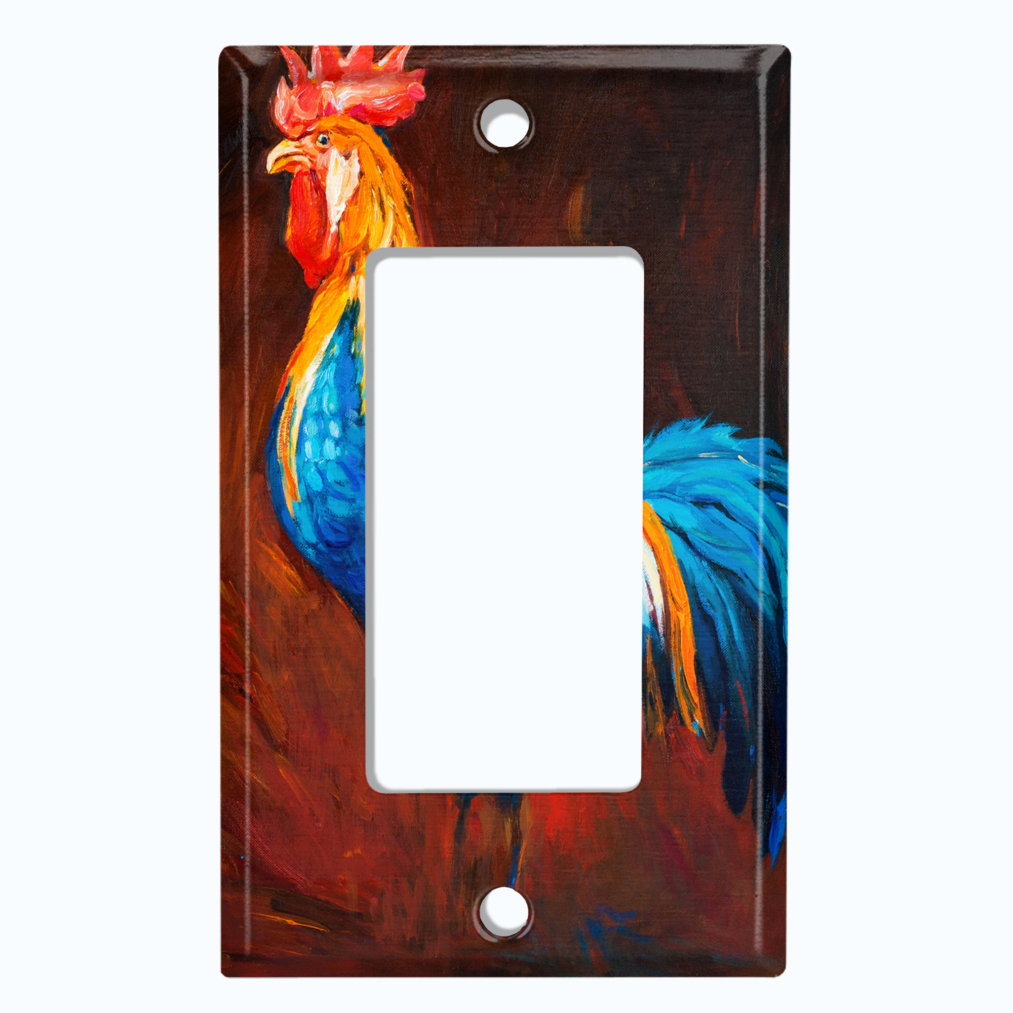 WorldAcc Colorful Chicken Rooster Paint Maroon 1-Gang Decorator/Rocker ...