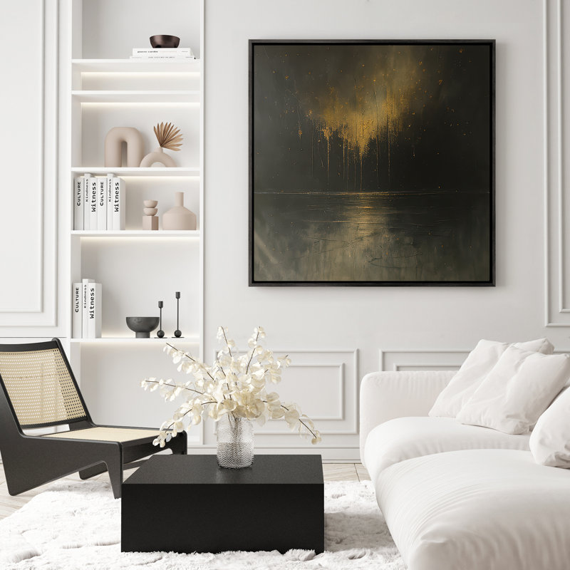 Art mural encadré abstrait rétro antique classique pour chambre à coucher, H 16 po x l 16 po, Noir, noir, noir, noir