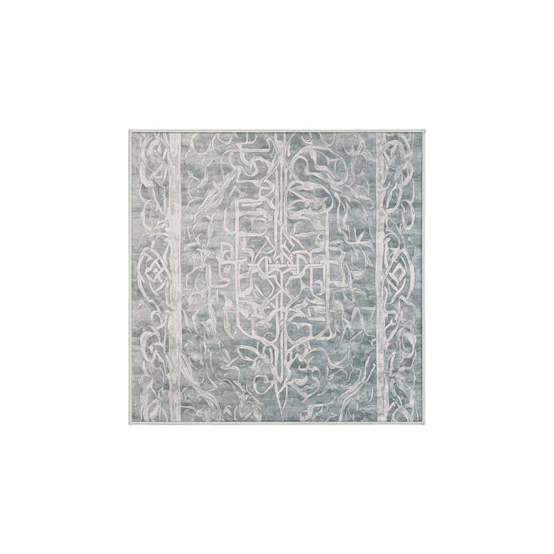 Machine Washable Green Area Rug, Square 6'