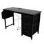 Bureau de 47,3 po avec bloc d'alimentation et 3 tiroirs en tissu. Grande poche latérale. Table d'écriture rectangulaire noire moderne pour le bureau. Structure en métal renforcé, patins réglables. Facile à assembler