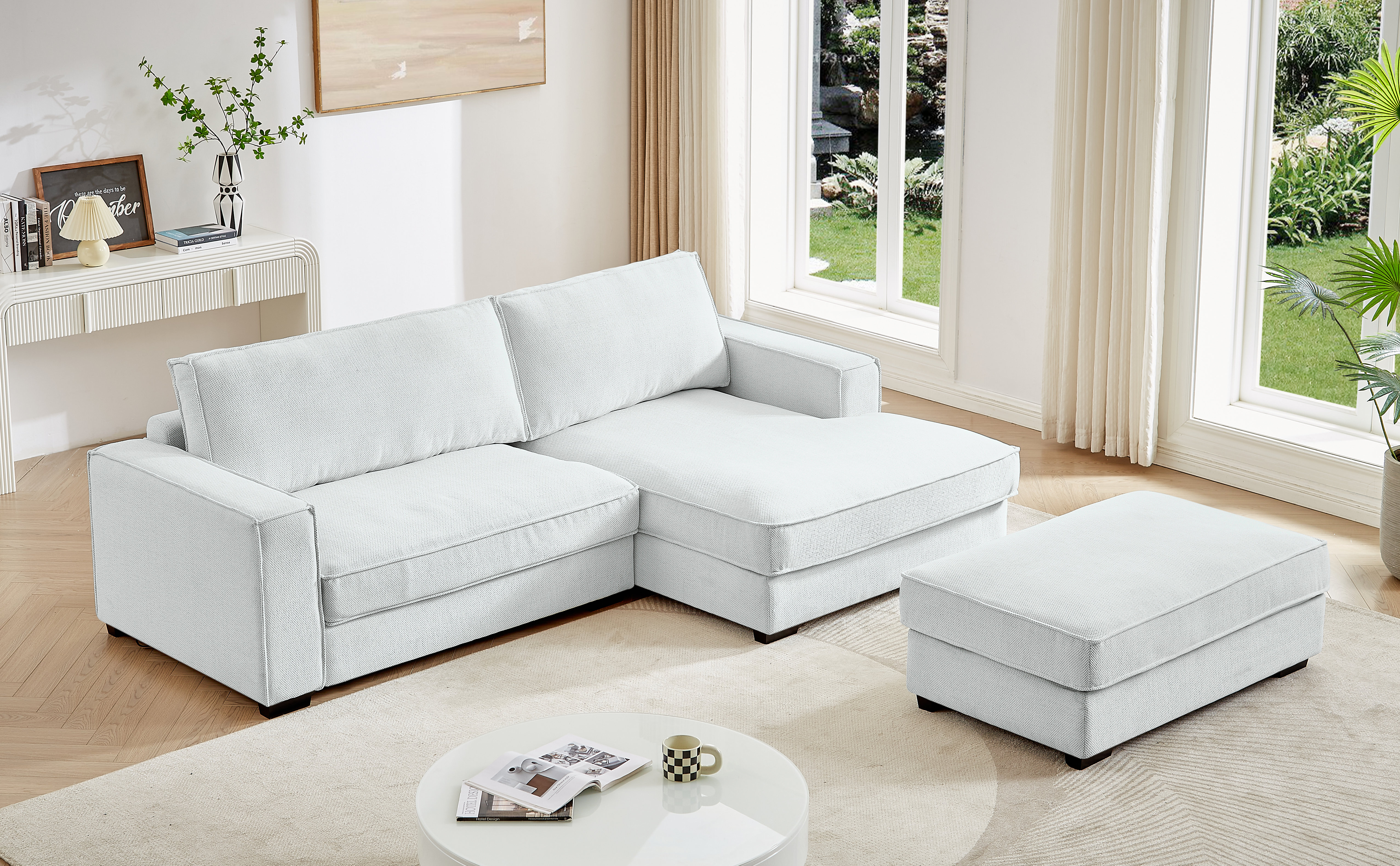 Latitude Run® 3 Piece Upholstered Sectional Sofa with Removable Ottoman ...