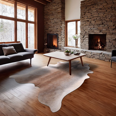 Tapis en cuir de vache gris clair personnalisé