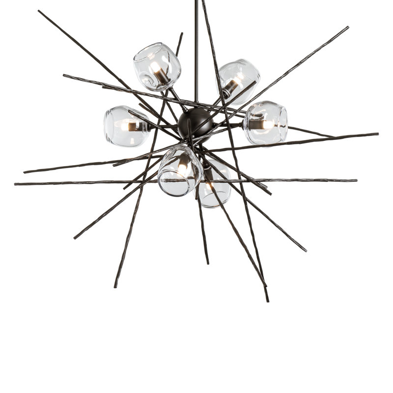 Griffin 6 - Light Chandelier, 56.6" H x 39.2" W x 38.8" D, Oil Rubbed Bronze, Thumbprint Clear Glass