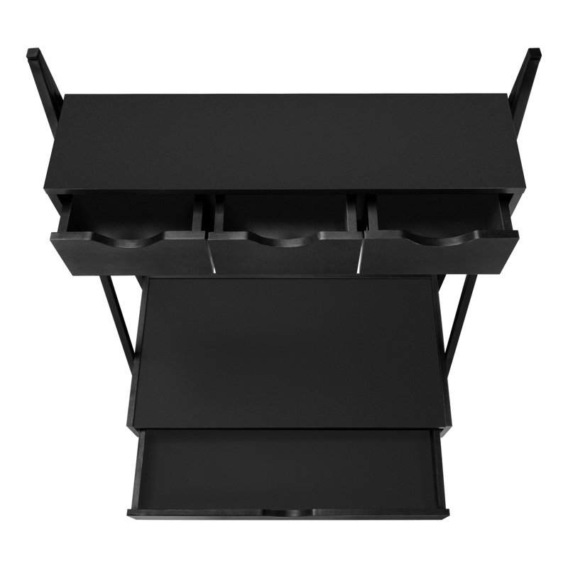 Farmersville Computer Desk, Home Office, Laptop, Leaning, Storage Drawers,Work, Metal, Laminate, Black