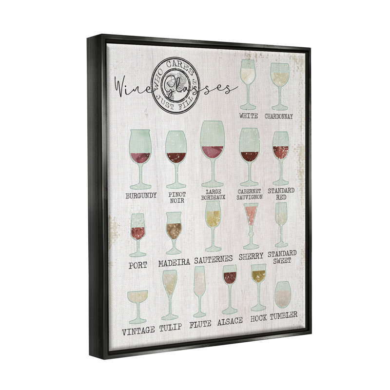 «Wine Wine Glasses» par Daphne Polselli, Cadre flottant noir de jais, L 17 po x H 21 po