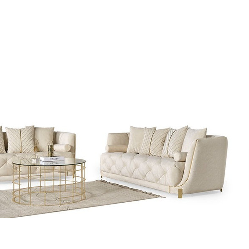 Ensemble de salon 3 pièces Shelbe, Blanc cassé