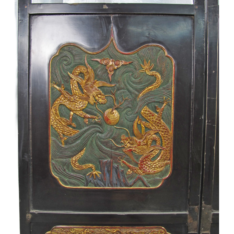 Asian Classic Stained Wood Pivot Screen Door