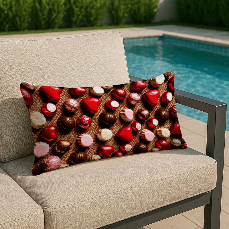 Coussin intérieur et extérieur Desserts, Rectangle H 25 po x l 18 po, Chocolats de la Saint-Valentin
