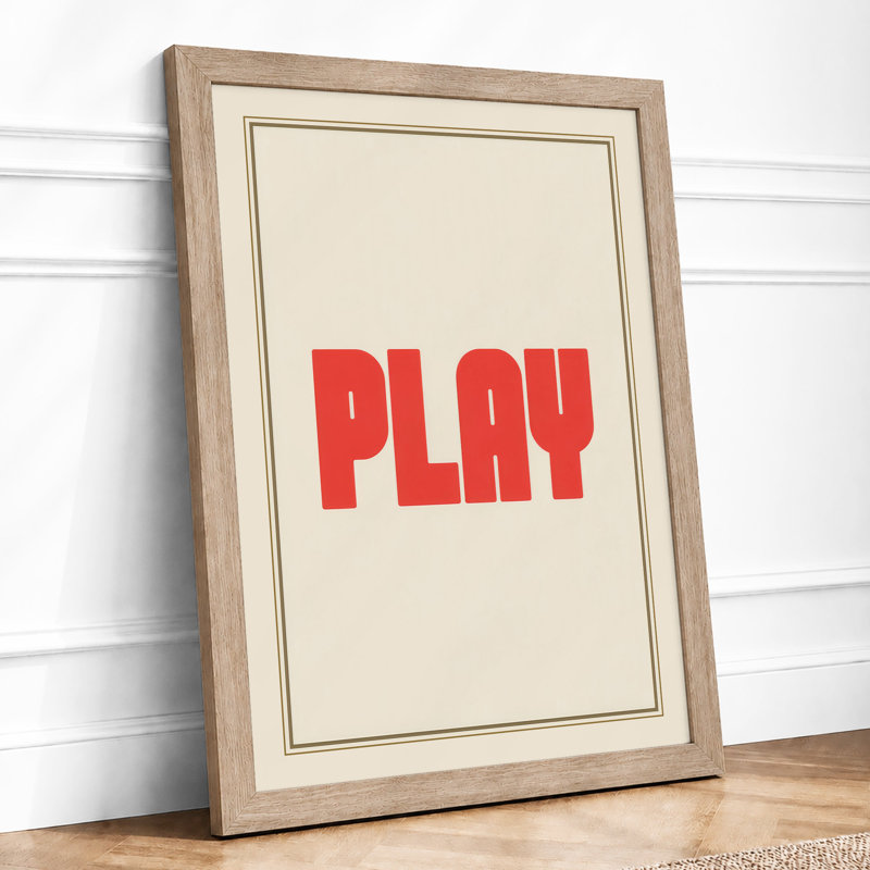 Play Typography - Framed Print, A1 - 84.1 x 59.4 cm, Oak