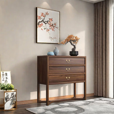 Armoire classique à trois tiroirs en bois massif