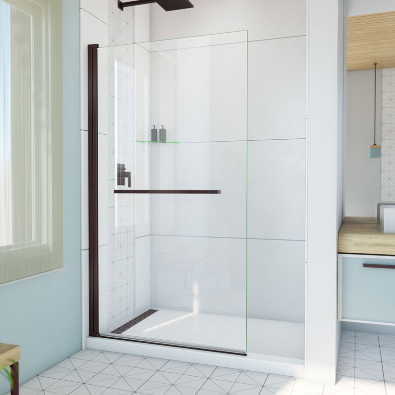 Porte de douche battante en bronze huilé DreamLine Aqua-Q l 40 po x H 72 po, Bronze, 40"